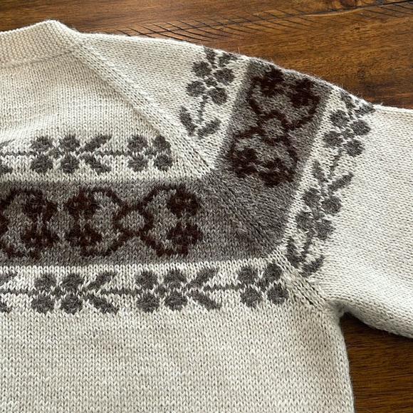 Fotrama 100% Alpaca Wool Bolivia button front knitted beige sweater cardigan M - Picture 4 of 16